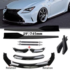 For Lexus Rc-f Rc200 Rc300 Rc350 Gloss Black Front Bumper Lip Spoiler Side Skirt