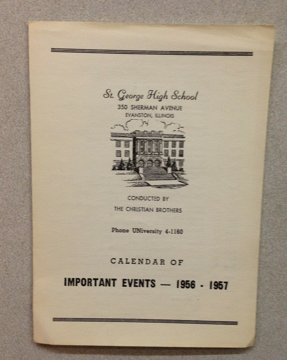 1956-1957-st-george-high-school-calendar-of-important-events-evanston-il-ebay
