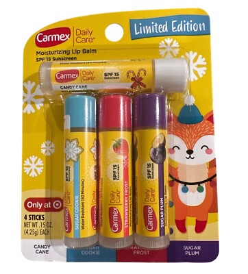 Carmex Limited Edition Daily Care Lip Balm Set SPF 15 Candy Cane Sugar Cookie St