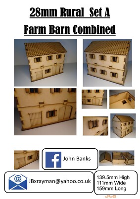 28 mm ländliches Gebäude ein kleiner Bauernhof Scheune und Haus Bolzenschaltung napolionische Landschaft