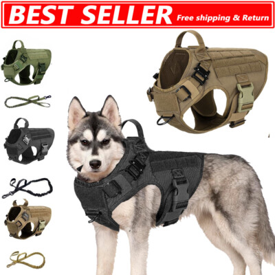 Arnés de chaleco táctico para militar K9 para perros - Perro de trabajo + Correa