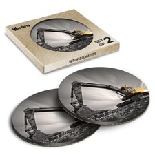 Round MDF Coaster 360 Excavator Construction Machine Digger #50005