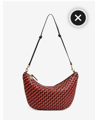 NWT Clare V Lune Bag in Black and Red Zigzag Leather