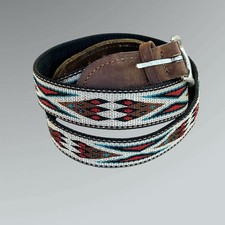 Bison Belt Co. Embroidered Southwestern Aztec Design Belt