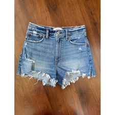 Abercrombie Fitch The Cutoff Shorts High Rise Medium Wash Sz 25/0 Casual Denim