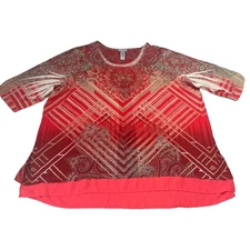 Catherine Blouse Womens 3X 26/28W Pullover Top Studded