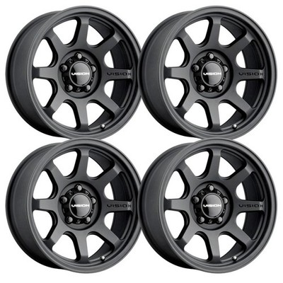 (Set-4) Vision Flow 17X9 6x139.7/6x5.5 20mm Satin Black Wheels Rims 17 Inch