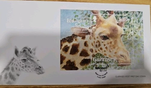 GUERNSEY 2020  ENDANGERED SPECIES KORDOFAN GIRAFFE FDC K