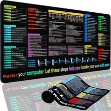 Excel Cheat Sheet Desk Pad Mat 11.8X31.5In - XL Excel Formulas Shotcuts Mouse