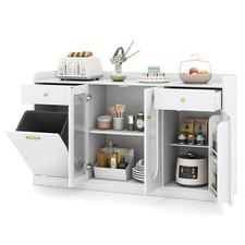 55  Large Buffet Cabinet w/2 Glass Doors, 2 Drawers, 2 Door Shelves for Kitchen