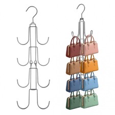 2 Pack Purse Organizer For Closet 4tier Hanging Bag Holder Silver Metal Closet O