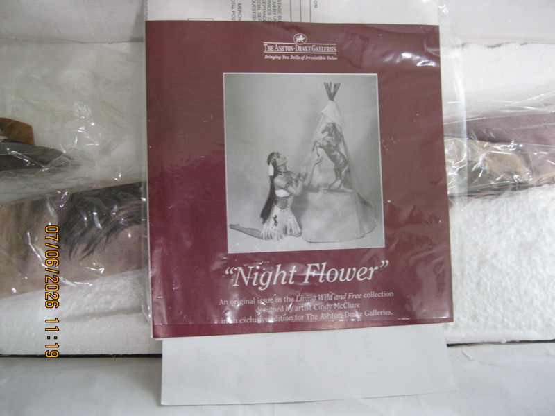 Night Flower porc. doll by Cindy McClure - Beautiful doll-(NRFB) Excellent cond.