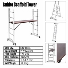3.5M-5.7M Multi-Purpose Folding Ladder Platform Scaffold Tower ladder Roof Hook