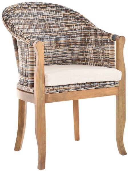 Rattan-Sessel Mit Holzbeinen,Club-Sessel Aus Rattan (Mehrfarbig, Mit Polster)-image