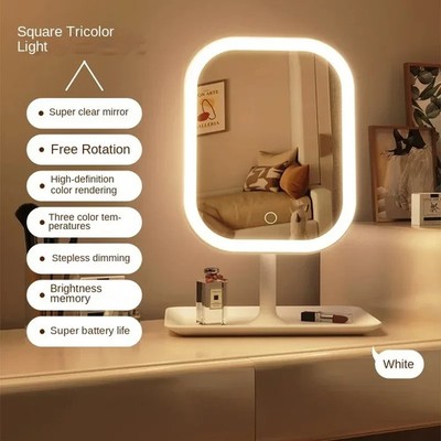Niche Modern LED Vanity Mirror   3 Color Light Touch Desktop Makeup Mirror