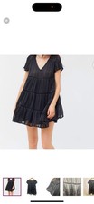Urban Outfitters Pippa Dress Size L, Babydoll V-Neck Sheer Chiffon