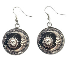 Celestial Sun Moon Art Print Earrings Lightweight Dangle Earrings
