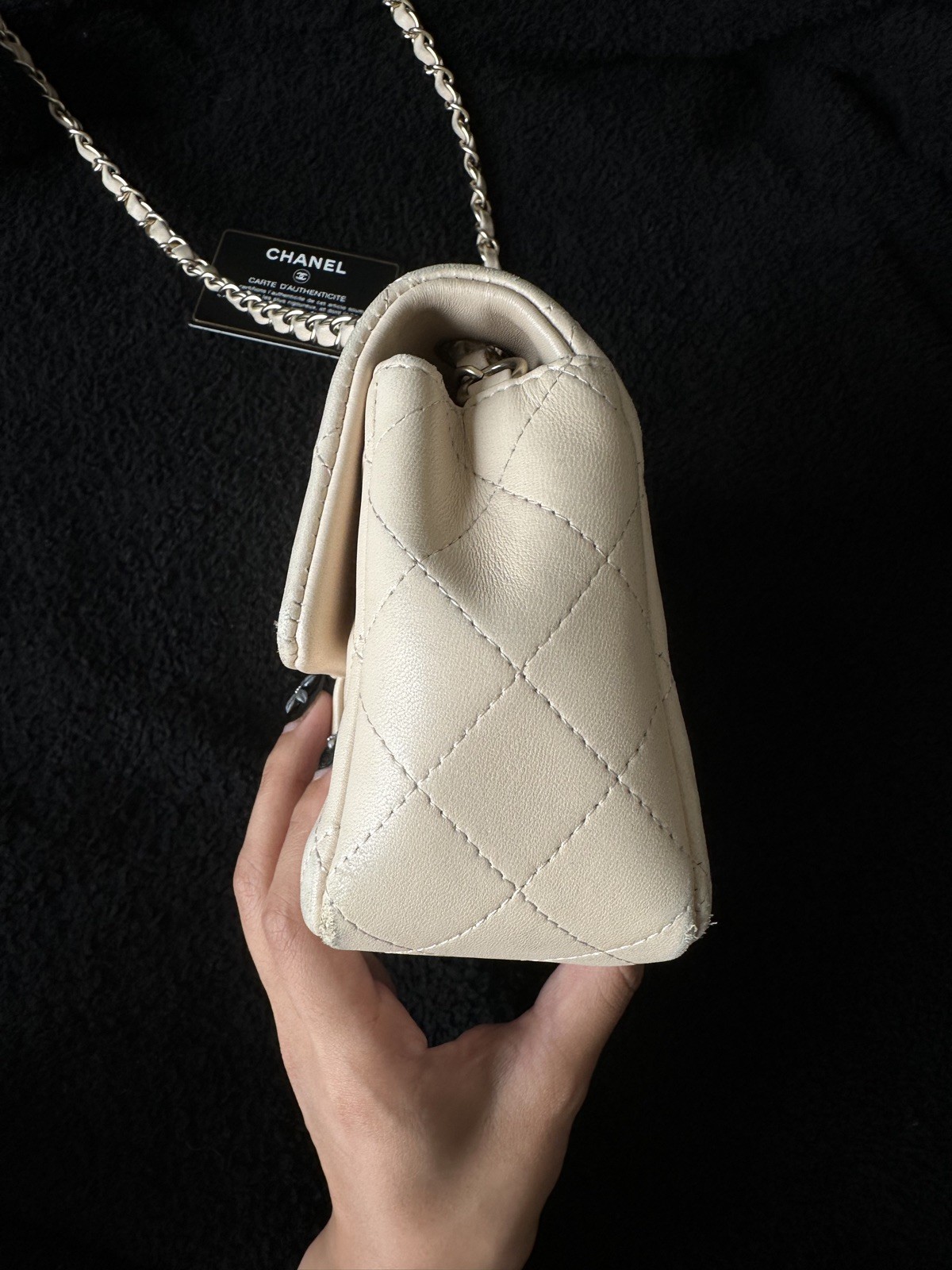 Chanel Rectangular Classic Mini Flap Bag Beige La… - image 8