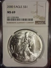 2010 AMERICAN SILVER EAGLE COIN $1 NGC MS69 BROWN LABEL SKU 8139813-100