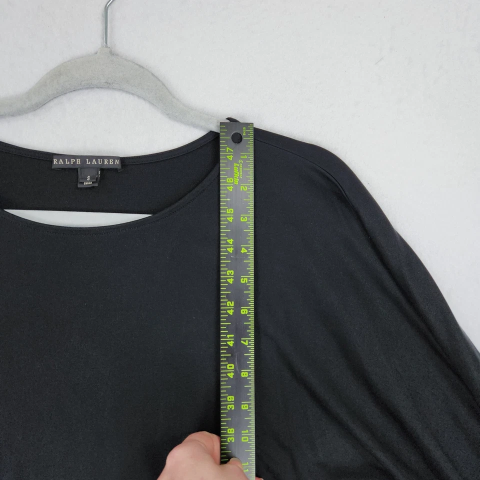 Vestido Ralph Lauren Etiqueta Negra Mujer Pequeño Negro Mezcla Seda Manga Kimono Foto 4 de 4