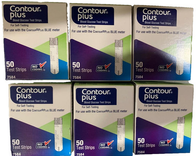 Contour Plus Blood Glucose 300 Test Strips (6 Boxes Of 50 Count) Exp 04/28/2027