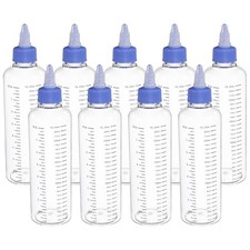 9 Pcs 230ml 8oz Plastic Dispensing Bottle with Twist Cap, Transparent/Blue