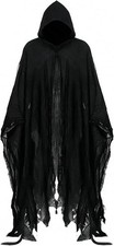 Grim Reaper Hooded Cloak Halloween Costume Men Women Witch Wizard Cosplay Prop