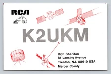Ham Radio QSL K2UKM Trenton NJ USA 1981 RCA Astro Electronics Design