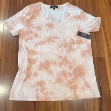 New NWT Lulus Peach Orange T-Shirt Pure Relaxation Tie Dye Crewneck Size Large