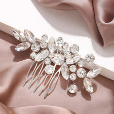 Crystal Bride Wedding Hair Comb Silver Bridal Headpiece Rhinestone Hair Accessor