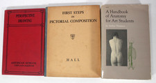 Lot 3 Vintage Art Instruction Drawing Perspective Anatomy Composition 20s-60s