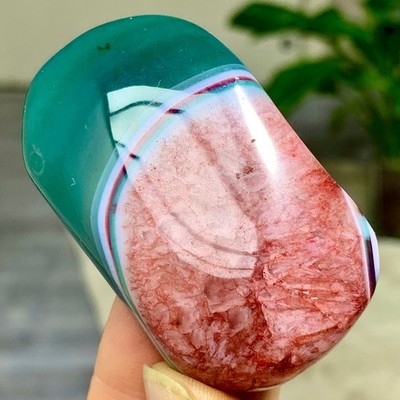 78G Natural colorful agate stripe Crystal mineral rolling stone form