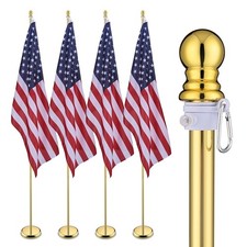Yescom 4 Pack 8 Ft Aluminum Indoor Flagpole Kit Gold Ball 3x5 Ft US Flag Office