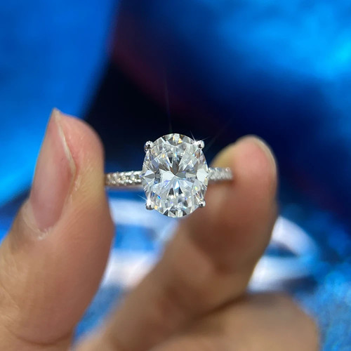 Anello di Fidanzamento Moissanite Taglio Ovale 4 Ct per Donna Argento Sterling 925 Matrimonio - Foto 8 di 8
