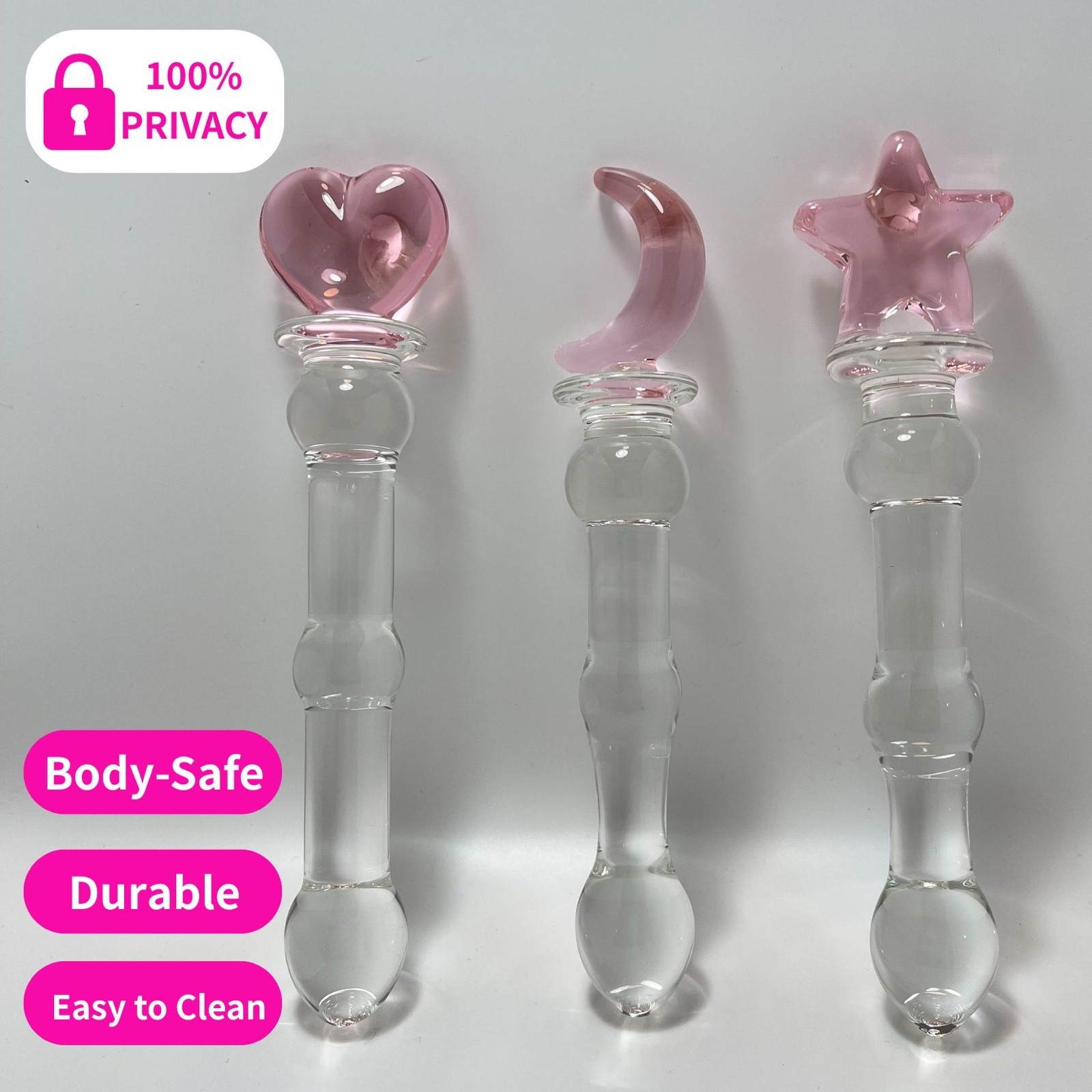 Glass Dildo Crystal Penis for Women Men Butt Anal Plug Vagina Massager Heart