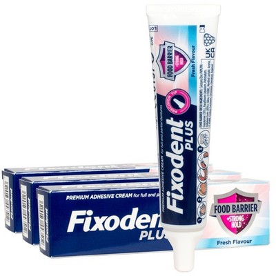 (18,83 EUR/100 g) 3x Fixodent Plus Food Barrier Fresh Flavour Haftcreme für Zahn