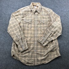 Levis Shirt Mens Large Tan Plaid Western Pearl Snap Long Sleeve Standard Yoke
