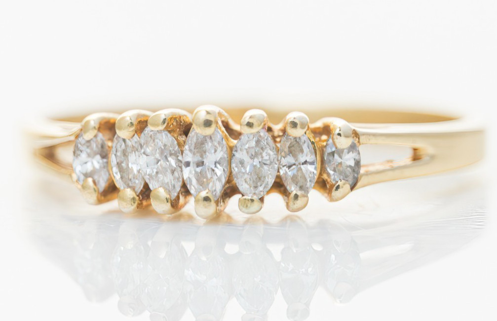 7-Stone Marquise Diamond Anniversary Band – 14K Yellow Gold