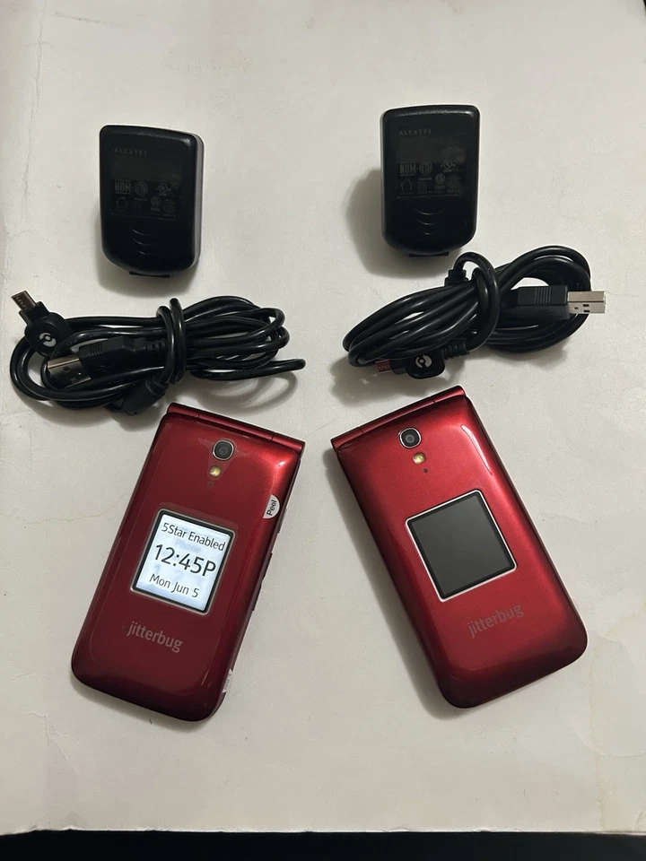 Alcatel - Jitterbug - Set Of 2 New Flip Phones - 4043SJ6/both RED.free Shipping - Image 2 of 4