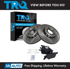 TRQ Front Semi Metallic Brake Pad w/ Sensors & Rotor Kit for Passat Audi A4