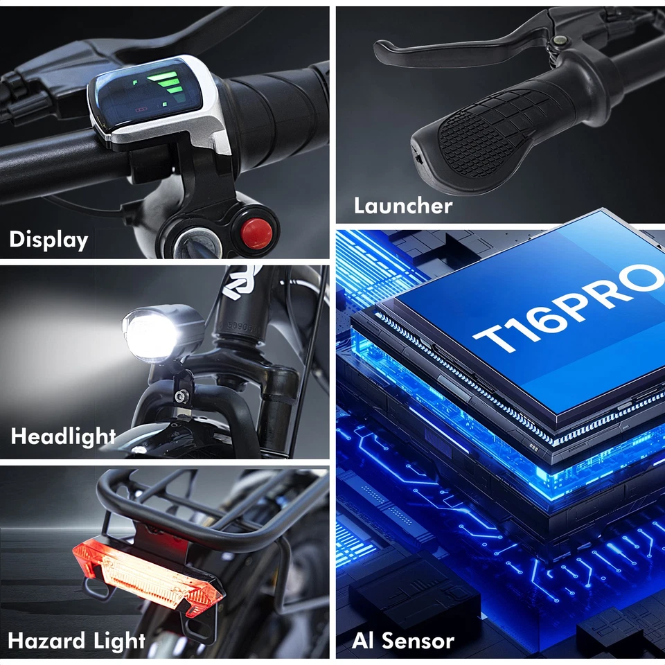 Bicicleta eléctrica de ciudad plegable Bodywel de 14"" mini bicicleta urbana 750 W 20 MPH Foto 4 de 4