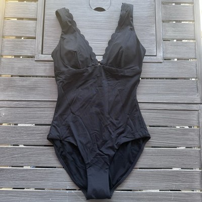 Sea Level SCALLOPED LONGLINE TRI ONE PIECE - BLACK US 4 New