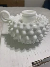 Vintage Fenton White Milk Glass Hobnail Finger Lamp Candle Holdr Excellent Shape