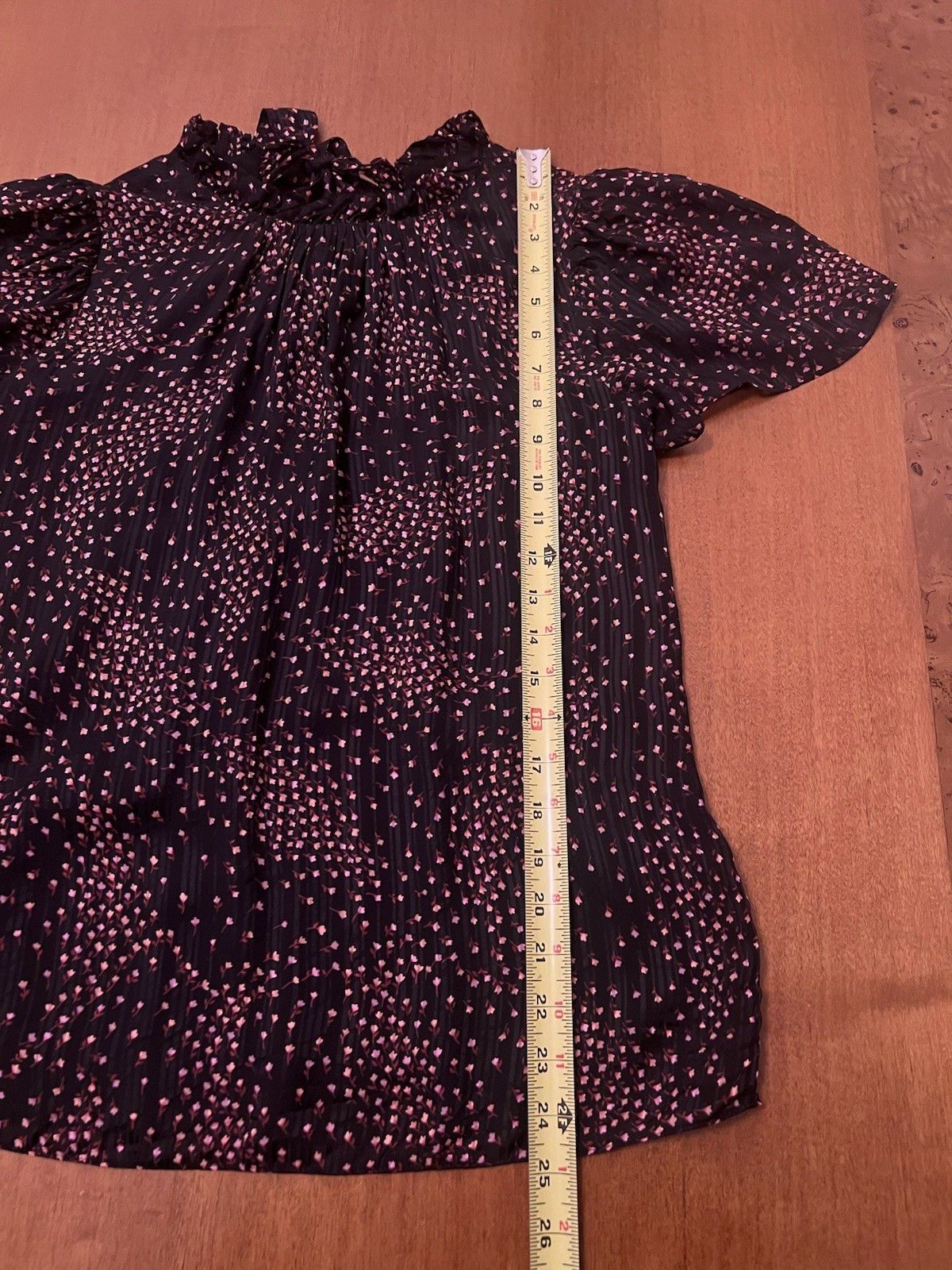 Kate Spade Meadow Open-Back Tie-Back Silk Blend Blouse Black Pink Size 4 thumbnail 9