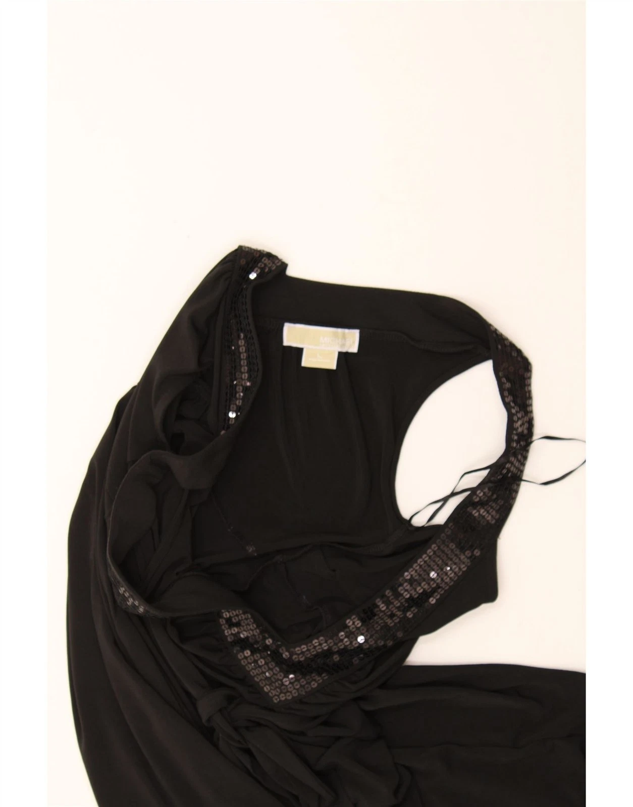 Abito donna MICHAEL KORS senza maniche linea A UK 16 grande nero poliestere BJ06