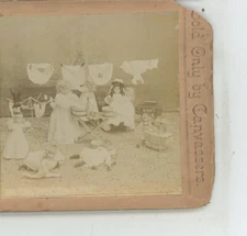Dolls Wash Day Children Genre Webster & Albee Stereoview