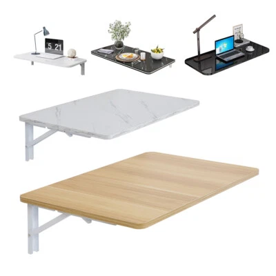 Wall Mounted Table Drop-Leaf Folding Floating Hanging Computer Desk Wooden Shelf