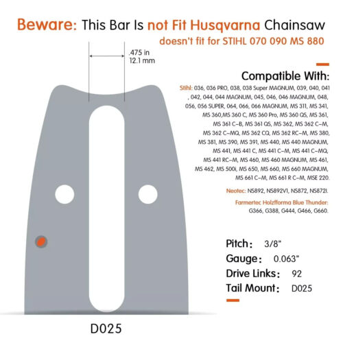 92cc Chainsaw Gas Power with 28'' Guide Bar Chain Compatible with MS660 G668 066 - Picture 10 of 15