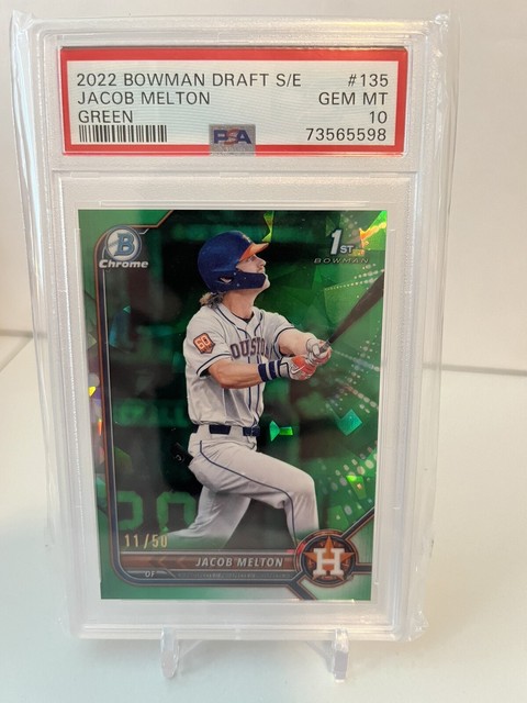 2022 Bowman Draft Sapphire 1st Jacob Melton Astros Rookie Green /50 PSA 10