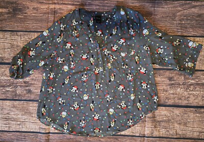 Disney Christmas Mickey Mouse And Friends 3/4 Sleeve Blouse Torrid Size  (X)